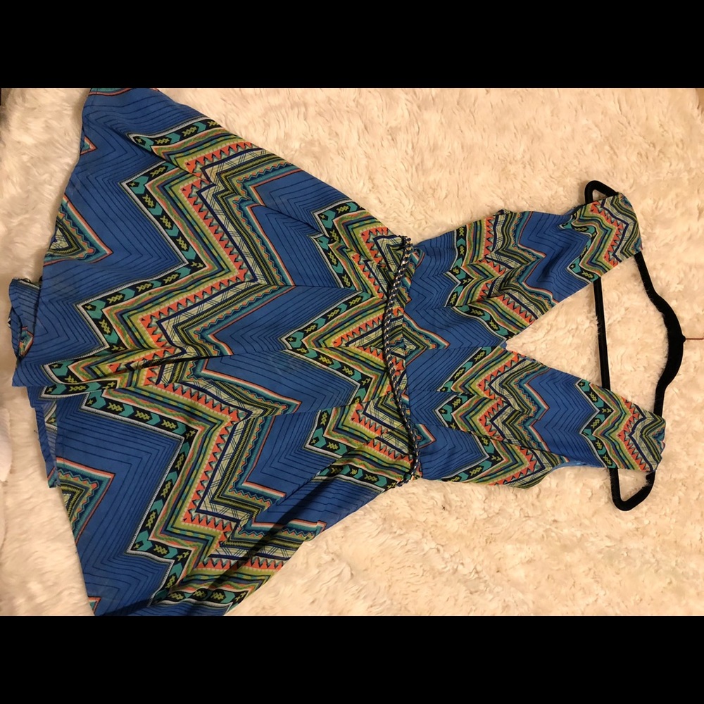 Blue patterned romper